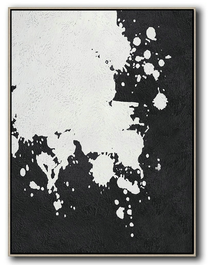 Large Contemporary Art Acrylic Painting,Black And White Minimal Painting On Canvas - Abstract Artwork Online